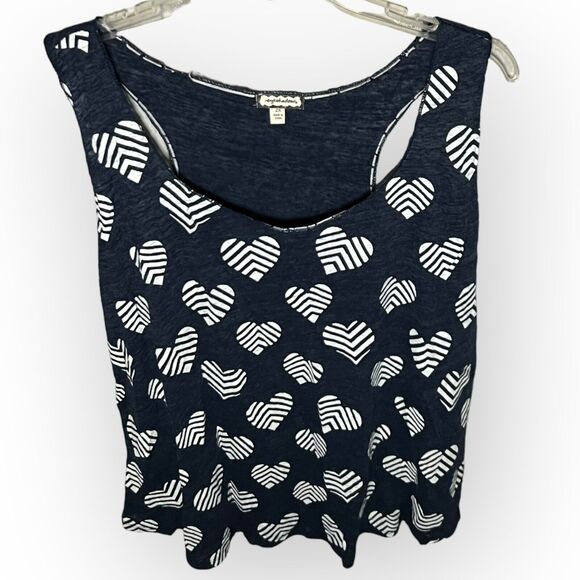 Eyeshadow Navy Blue Slubknit Swing Tank Top with White Hearts Size 2X NWOT - Picture 3 of 14